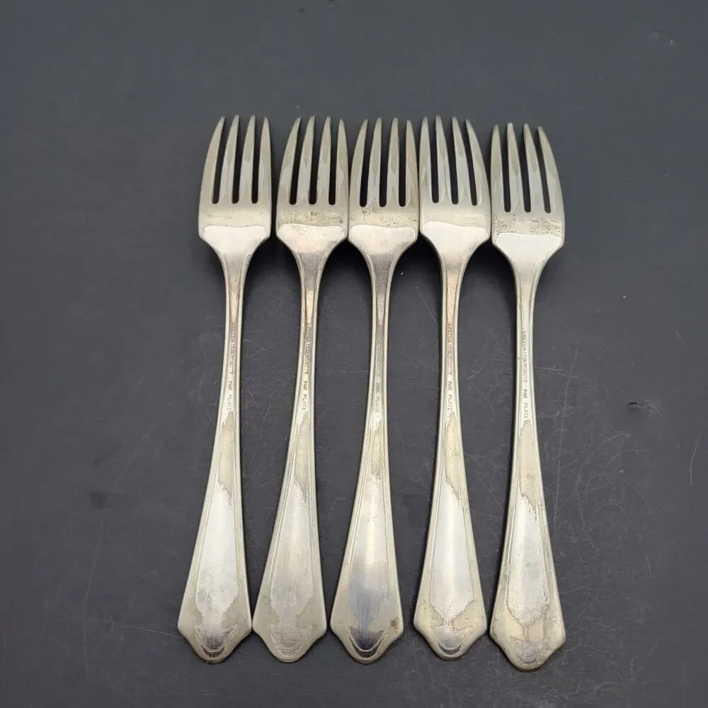 Vernon Ashley Oneida Community 5 Dinner Forks Par Plate Vtg 1917